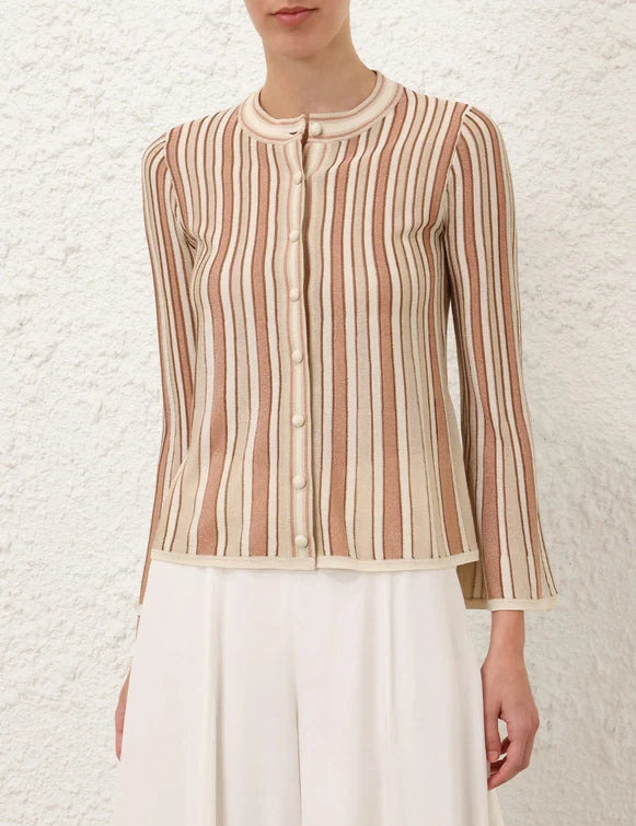 Crush Metallic Stripe Cardigan - 2