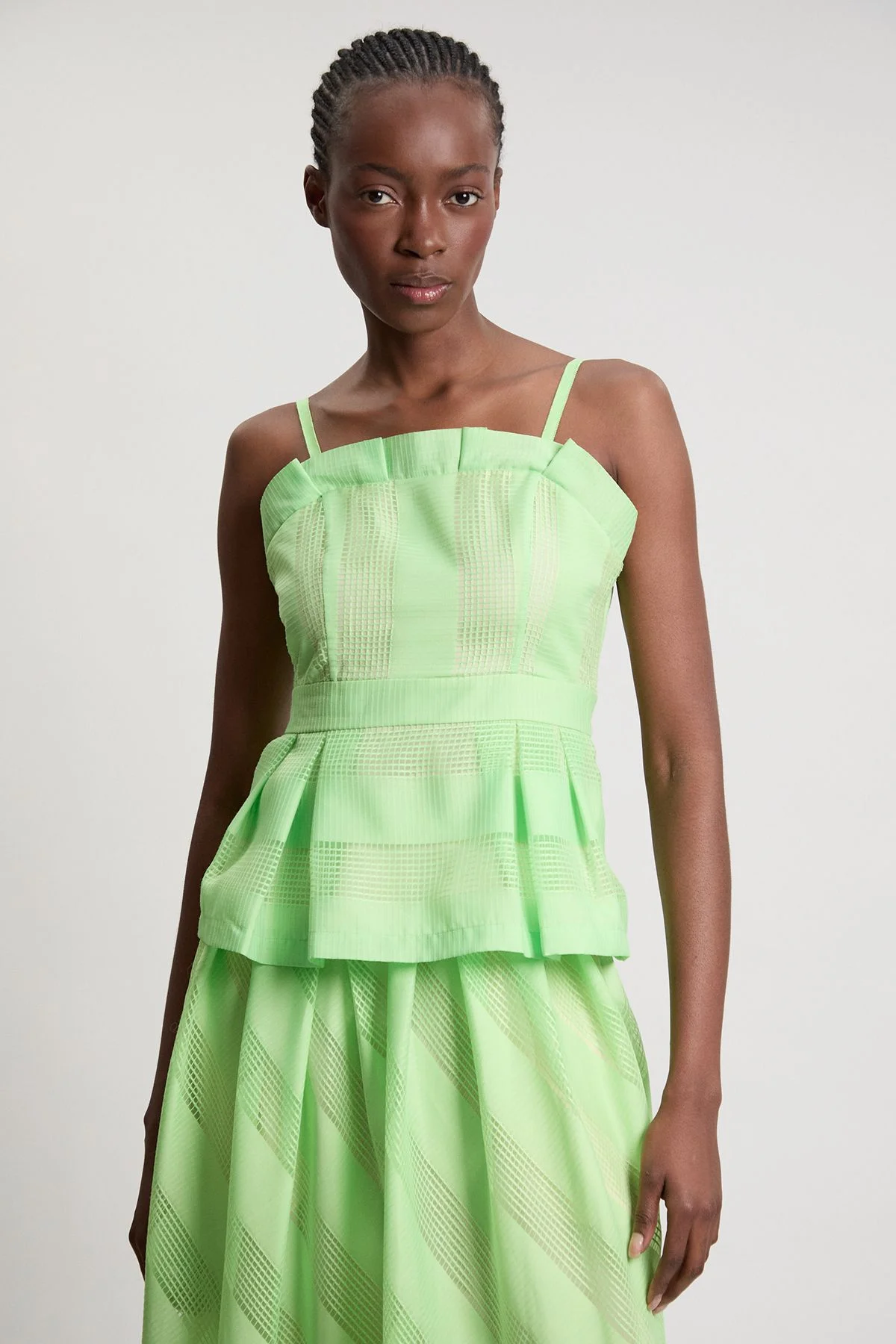 Textured Organza Mix Asymmetric Top - 1