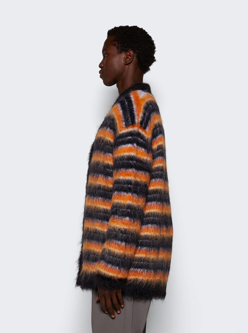 Striped Mohair Cardigan Black - 4