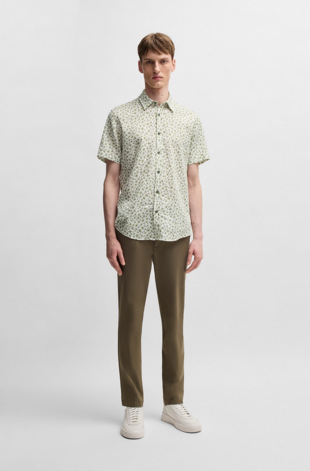 SLIM-FIT SHIRT IN FLORAL-PRINT STRETCH LINEN - 4