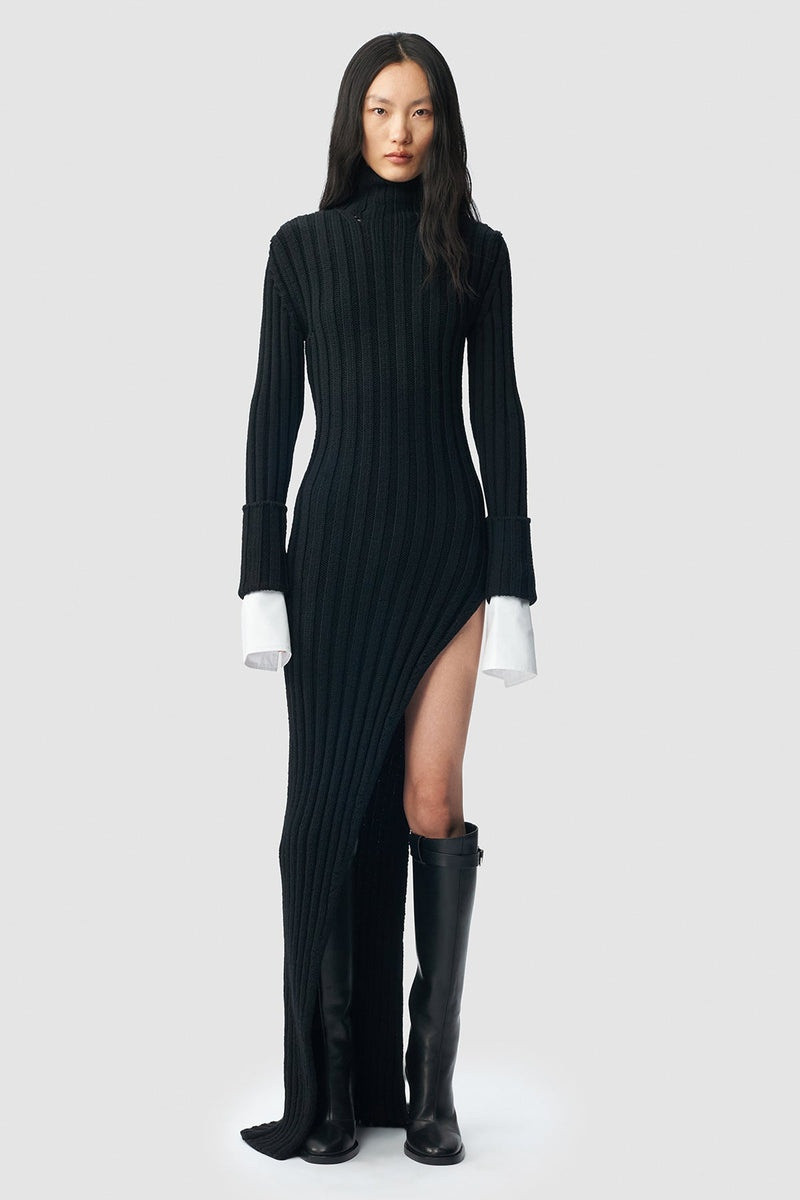 Cyntia Long Asymmetric High Neck Sweater 4