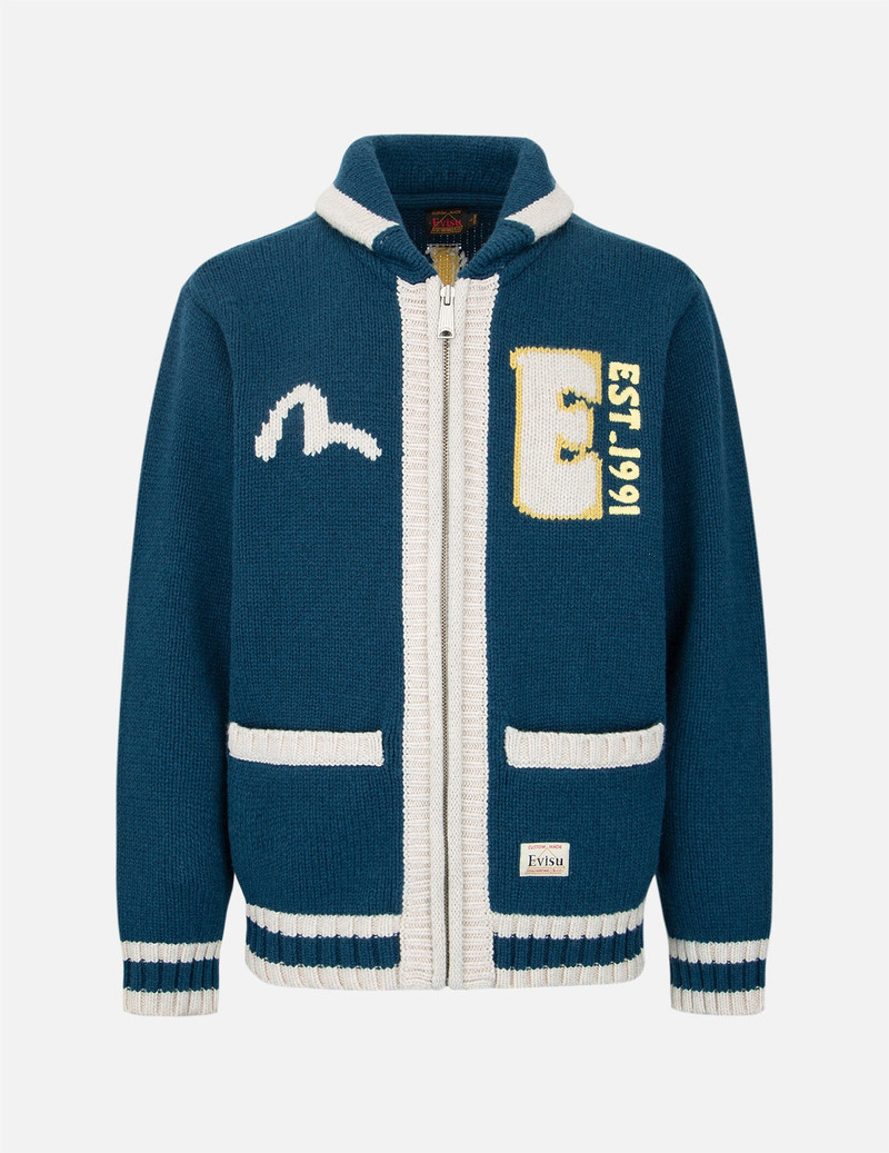 DARUMA INTARSIA-KNIT ZIP-UP SWEATER 1