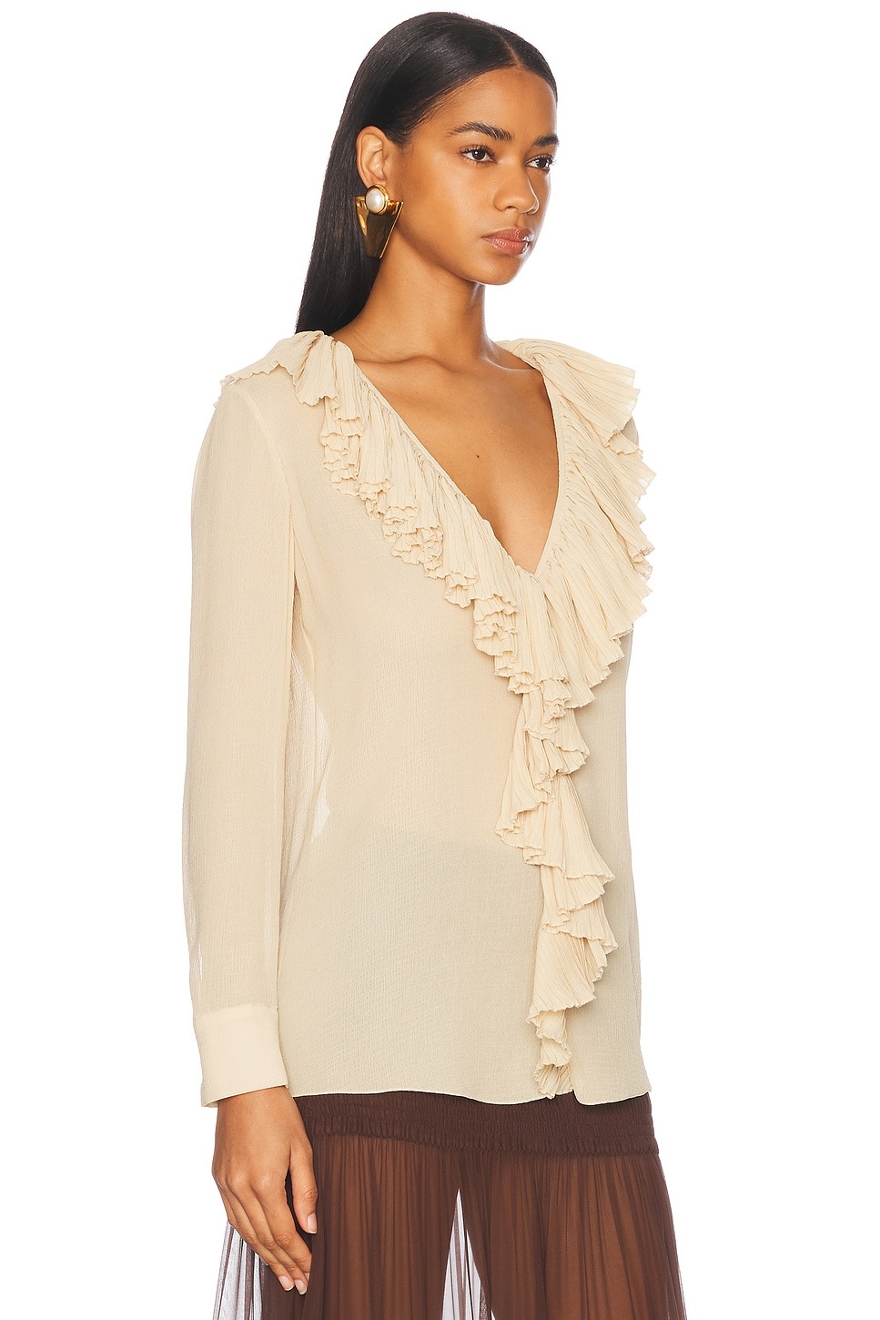 Long Sleeve Ruffle Blouse - 2