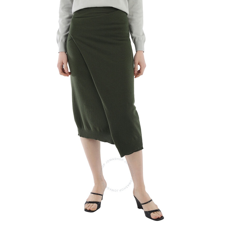 Kenzo Ladies Dark Khaki Merino Wool Wrap Skirt - 3