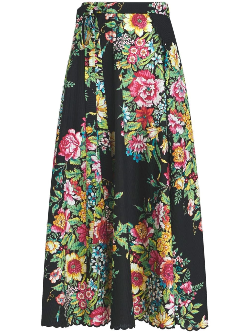 floral-print cotton-blend midi skirt - 1