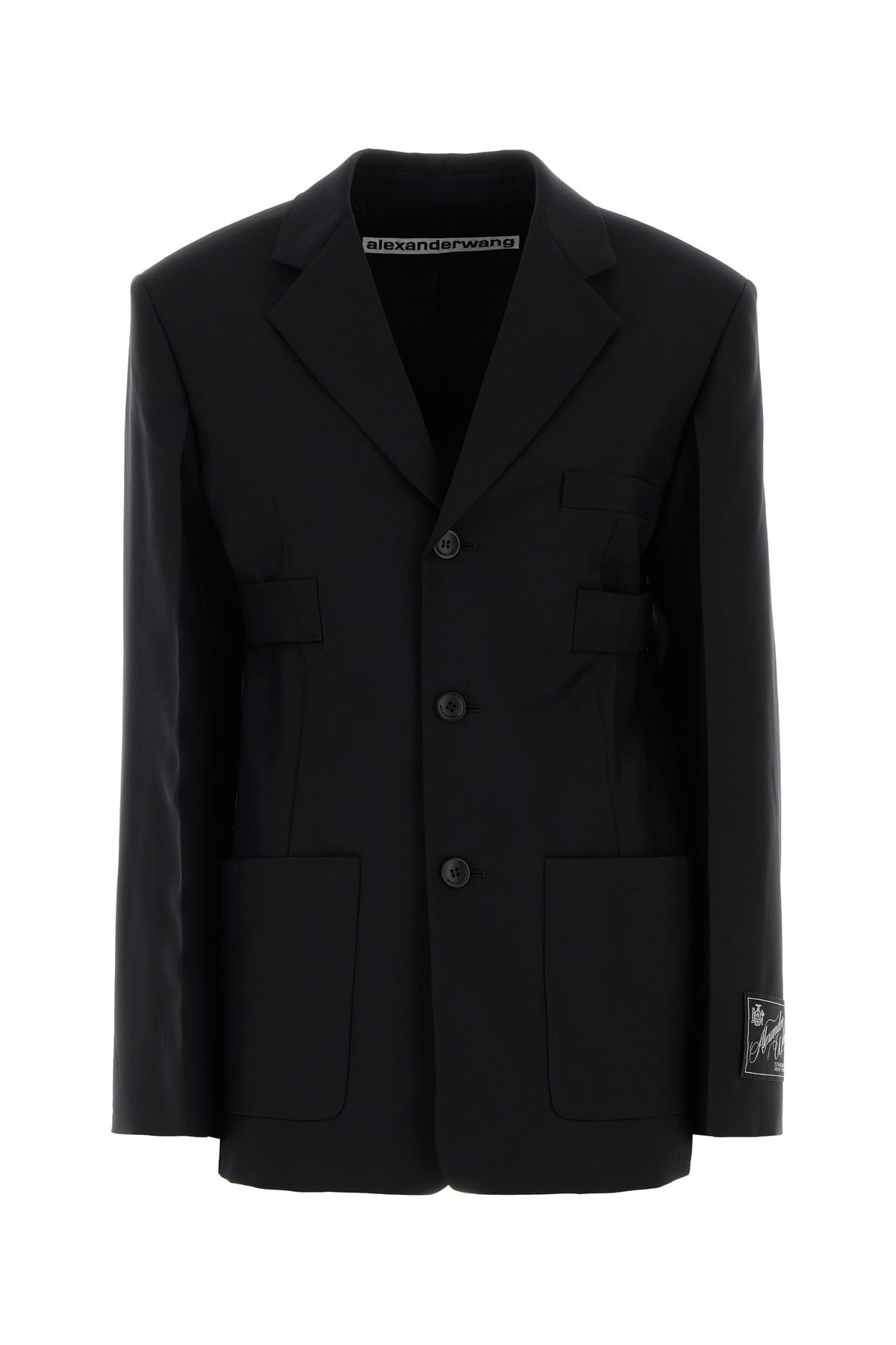 Black wool blend blazer - 1