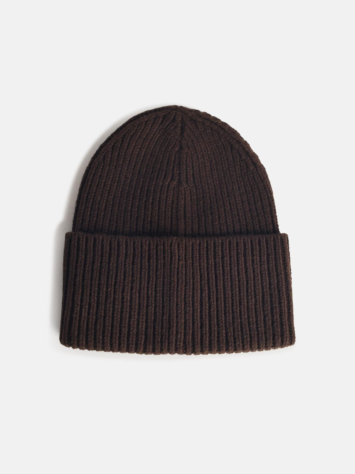 BROWN WOOL BLEND BEANIE - 2