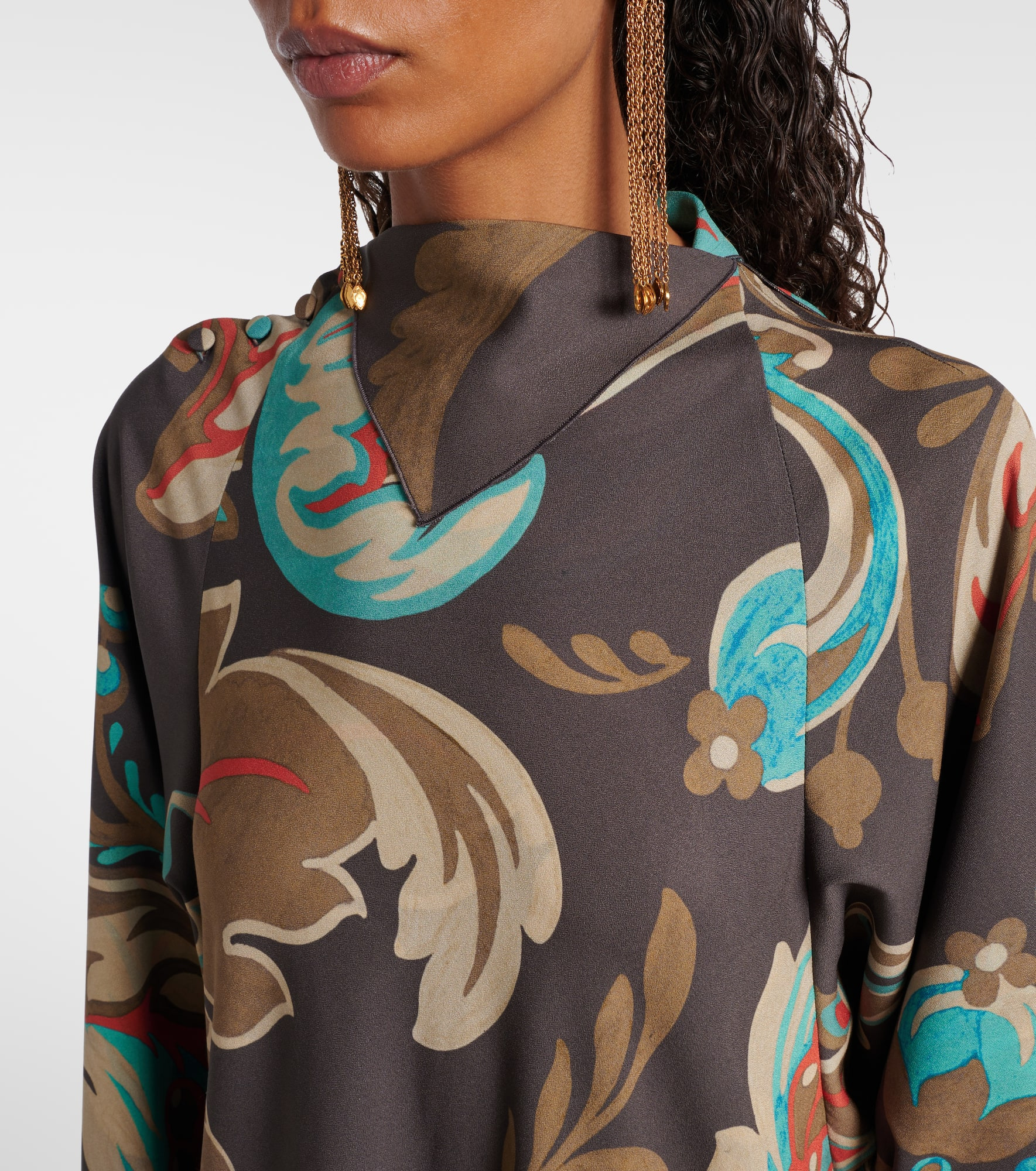 Printed asymmetric maxi dress - 4
