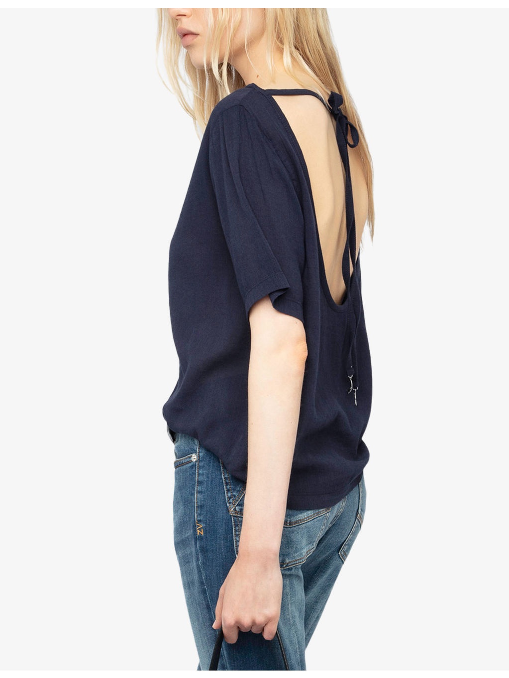 Ella Relaxed-Fit Open-Back Cotton-Blend T-Shirt - 3