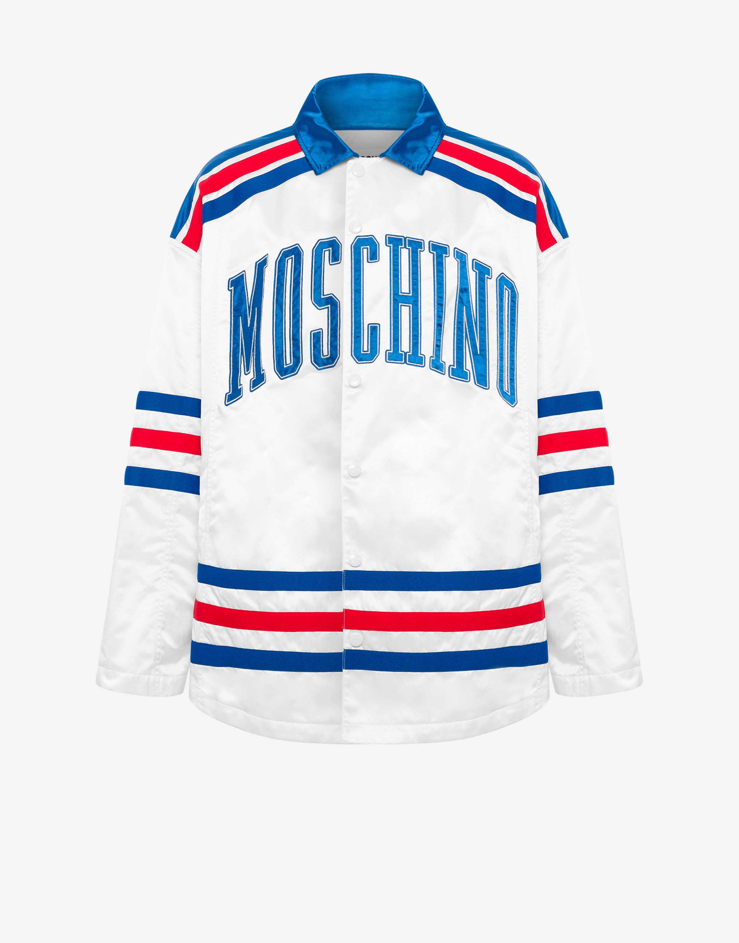 MOSCHINO VARSITY SHINY SATIN SHIRT - 1