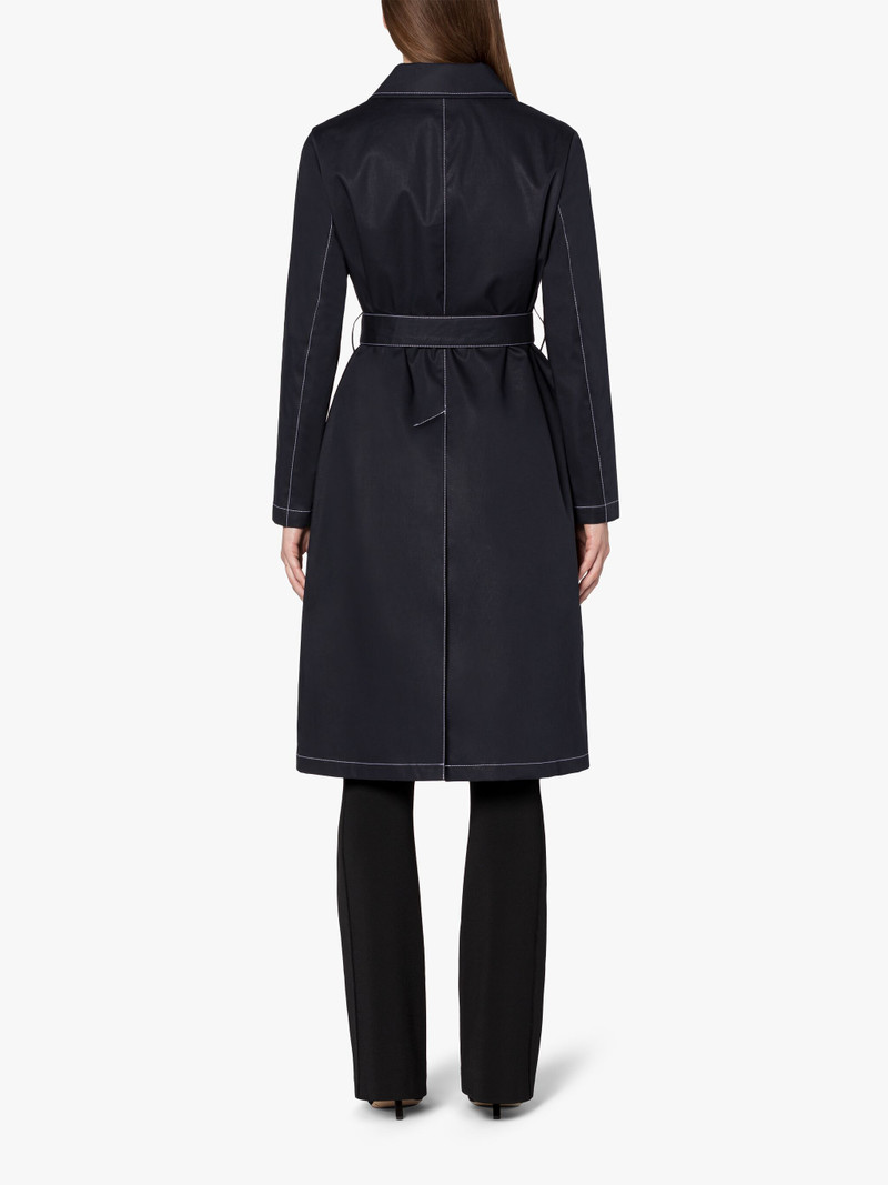 GIGI NAVY RAINTEC COTTON ASSYMETRIC TRENCH COAT 4