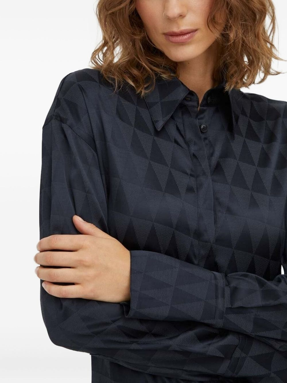 geometric-print shirt midi dress - 3