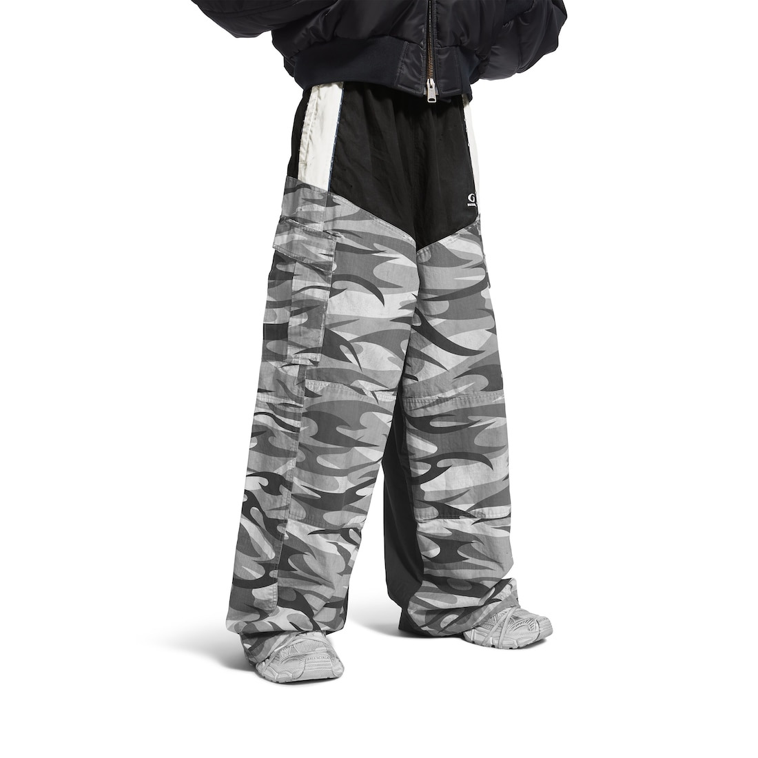 Men's Cut-up Cargo Tracksuit Pants in Black - 5