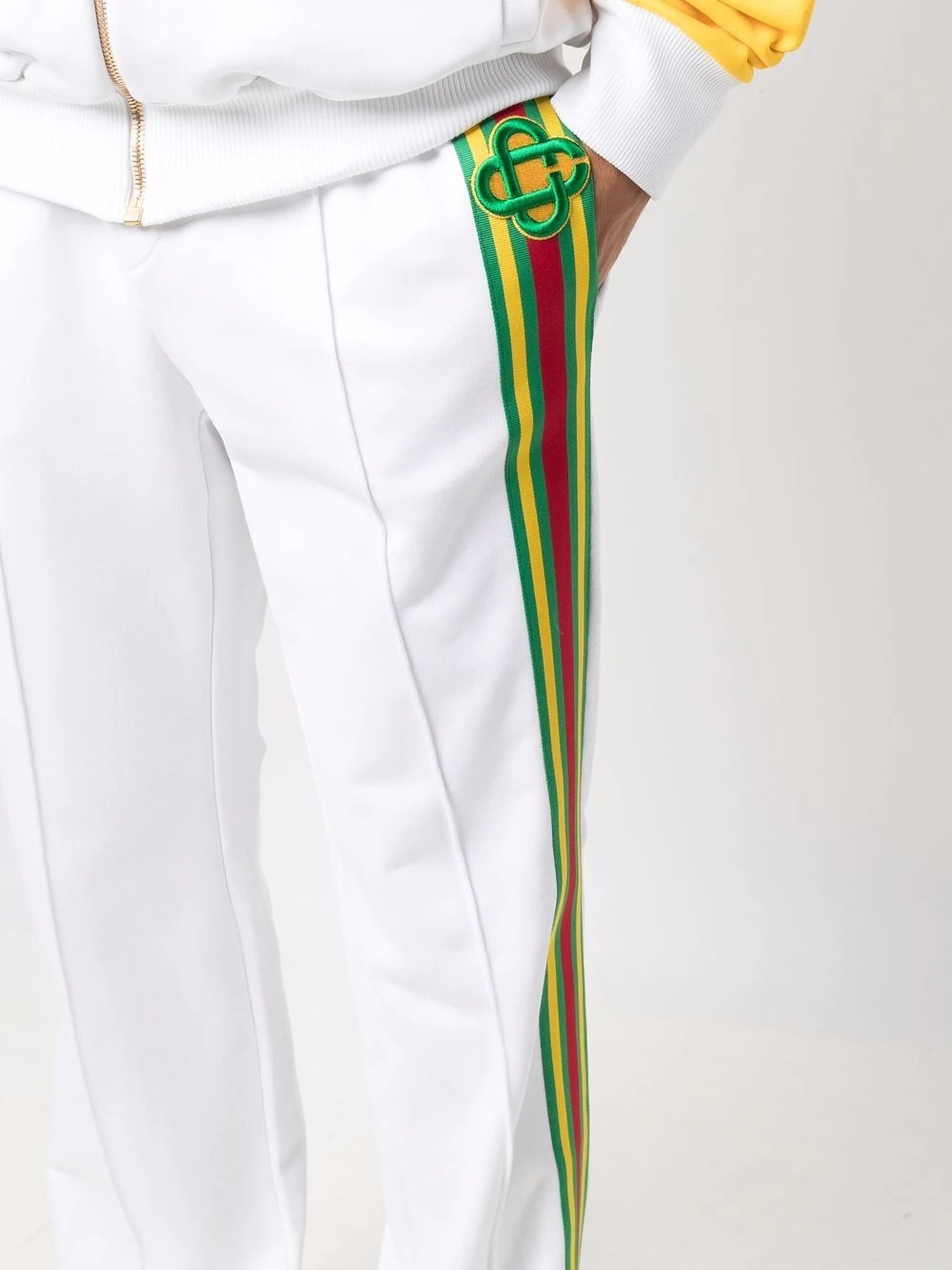 embroidered-logo striped joggers - 5