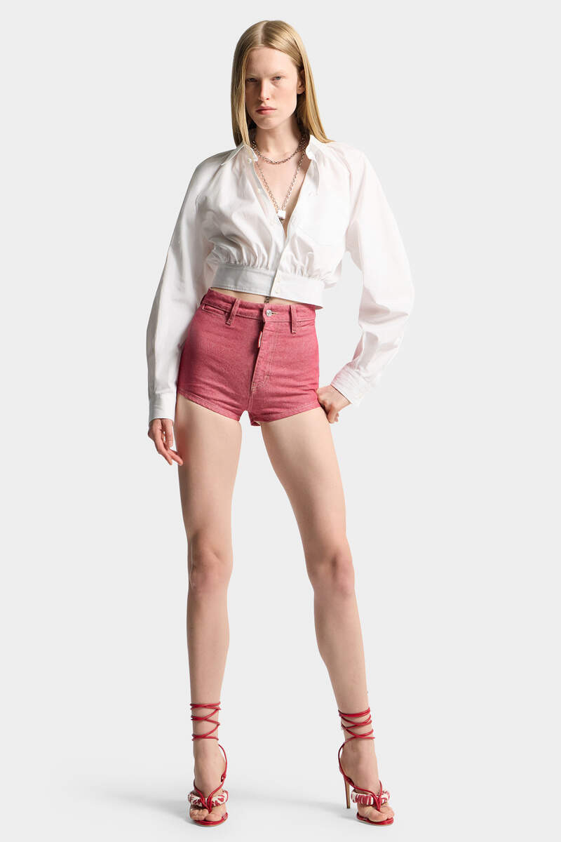 OXFORD DENIM HIGH WAIST HOT PANTS 3