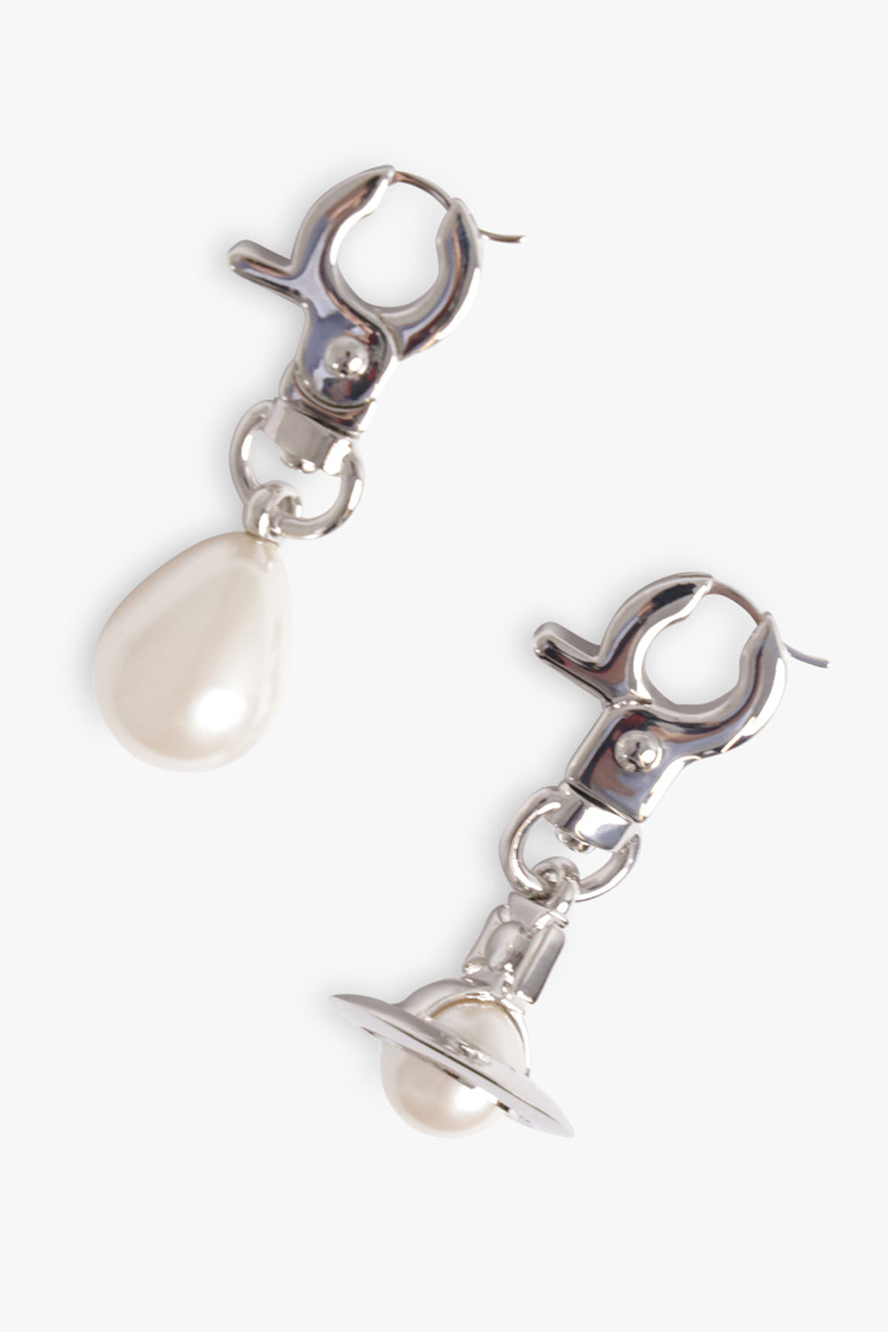 CLAUDE MISMATCH ORB/PEARL EARRINGS | SILVER/WHITE - 2