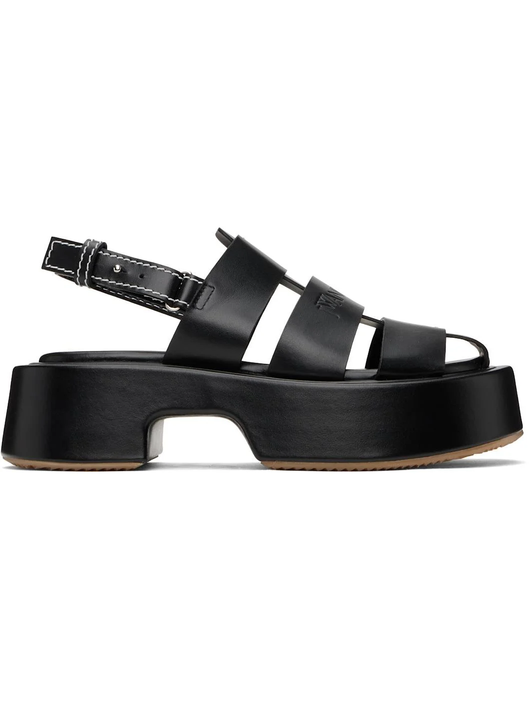 Black Stripe Platform Sandals - 1
