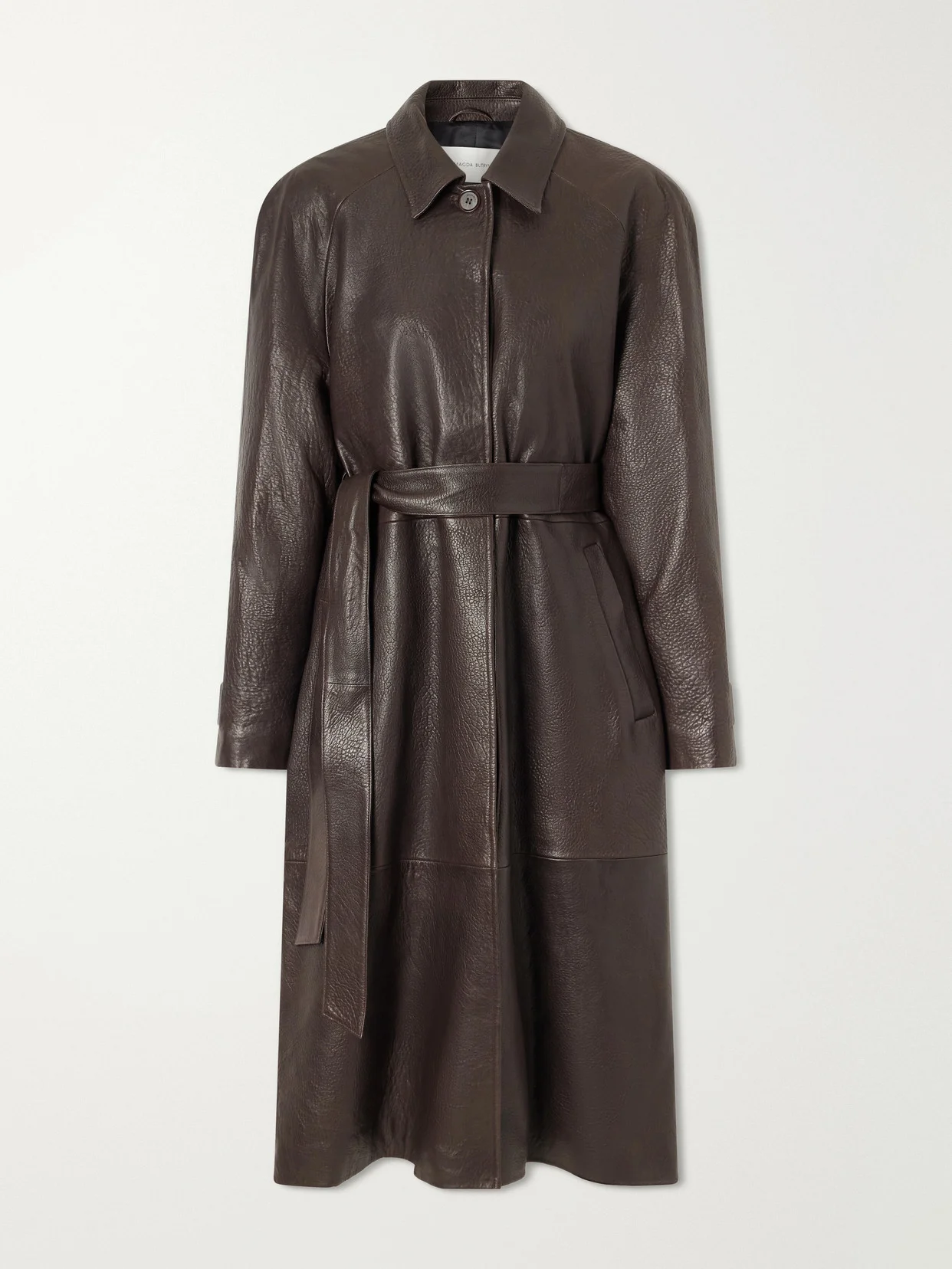 Belted Leather Trench Coat - 1
