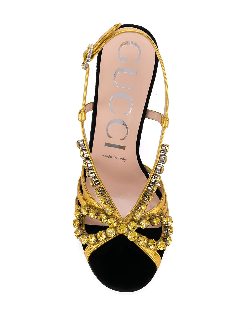 crystal-embroidery metallic sandals - 4