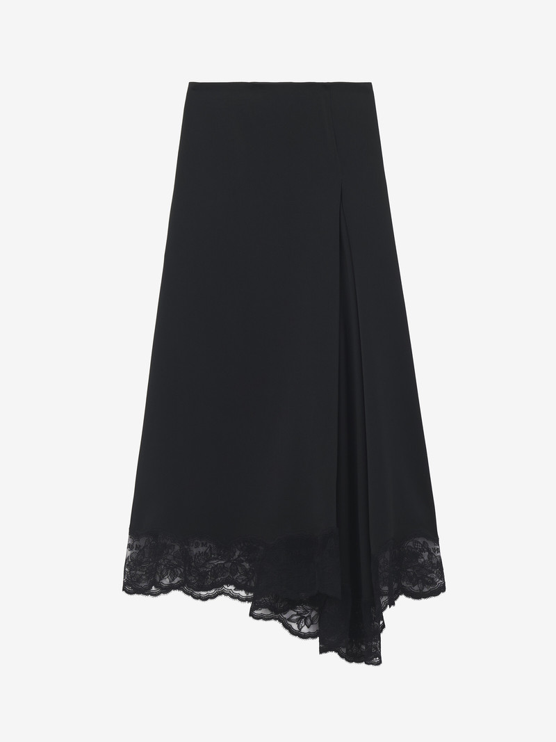 Alexander McQueen Lace Hem Asymmetric Midi Skirt outlook