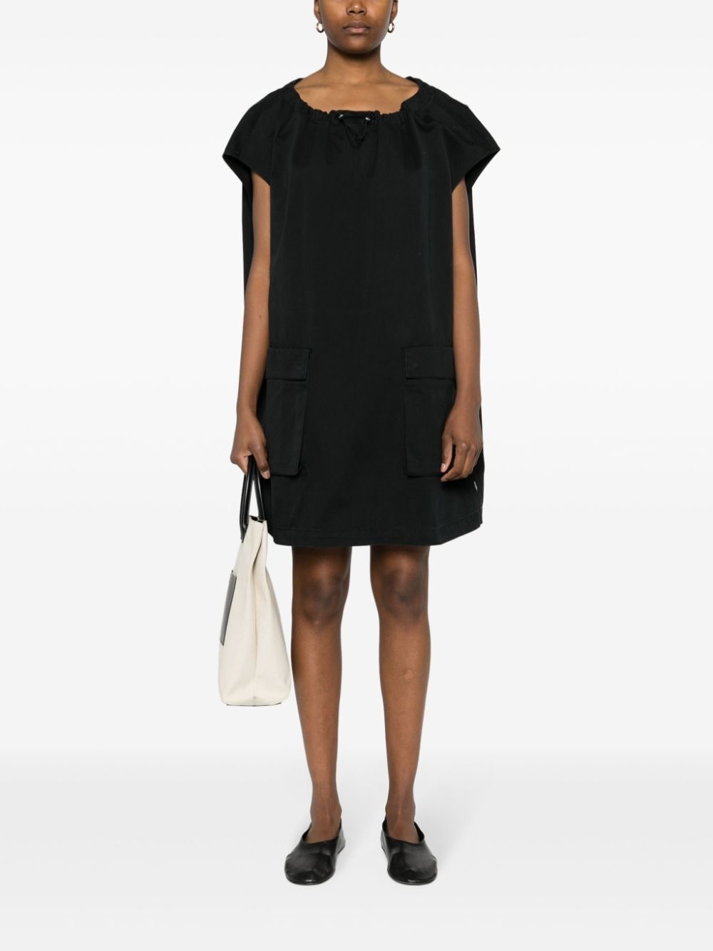 gathered-neck cotton dress - 3