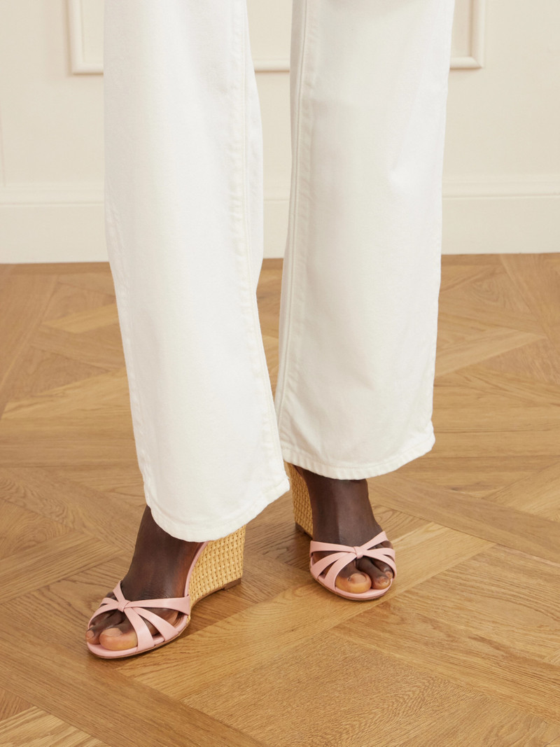 AQUAZZURA Tati 85 Leather And Wicker Wedge Sandals outlook