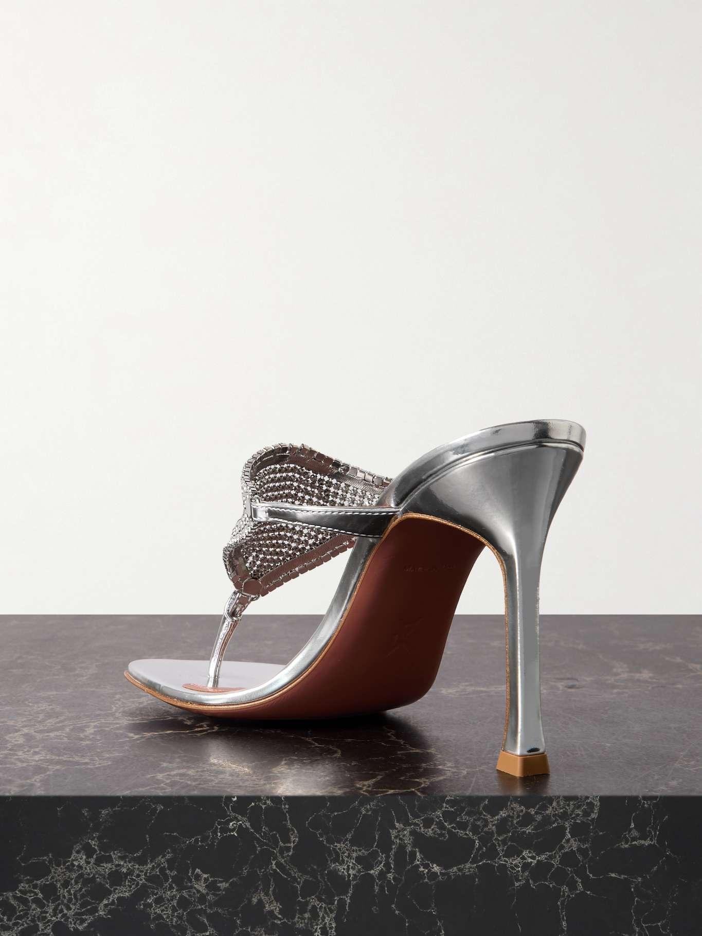 サンダル・ミュール AMINA MUADDI Silver Leather Cameron Thong Mules Amina Muaddi Silver Leather Cameron Thong Mules - Women – DE