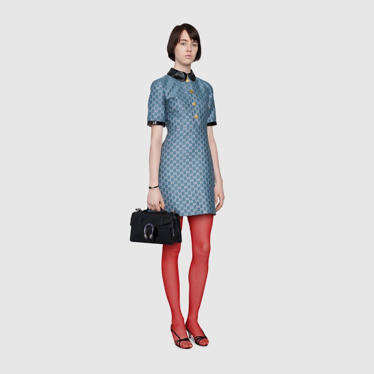 GG lamé dress with detachable collar - 2