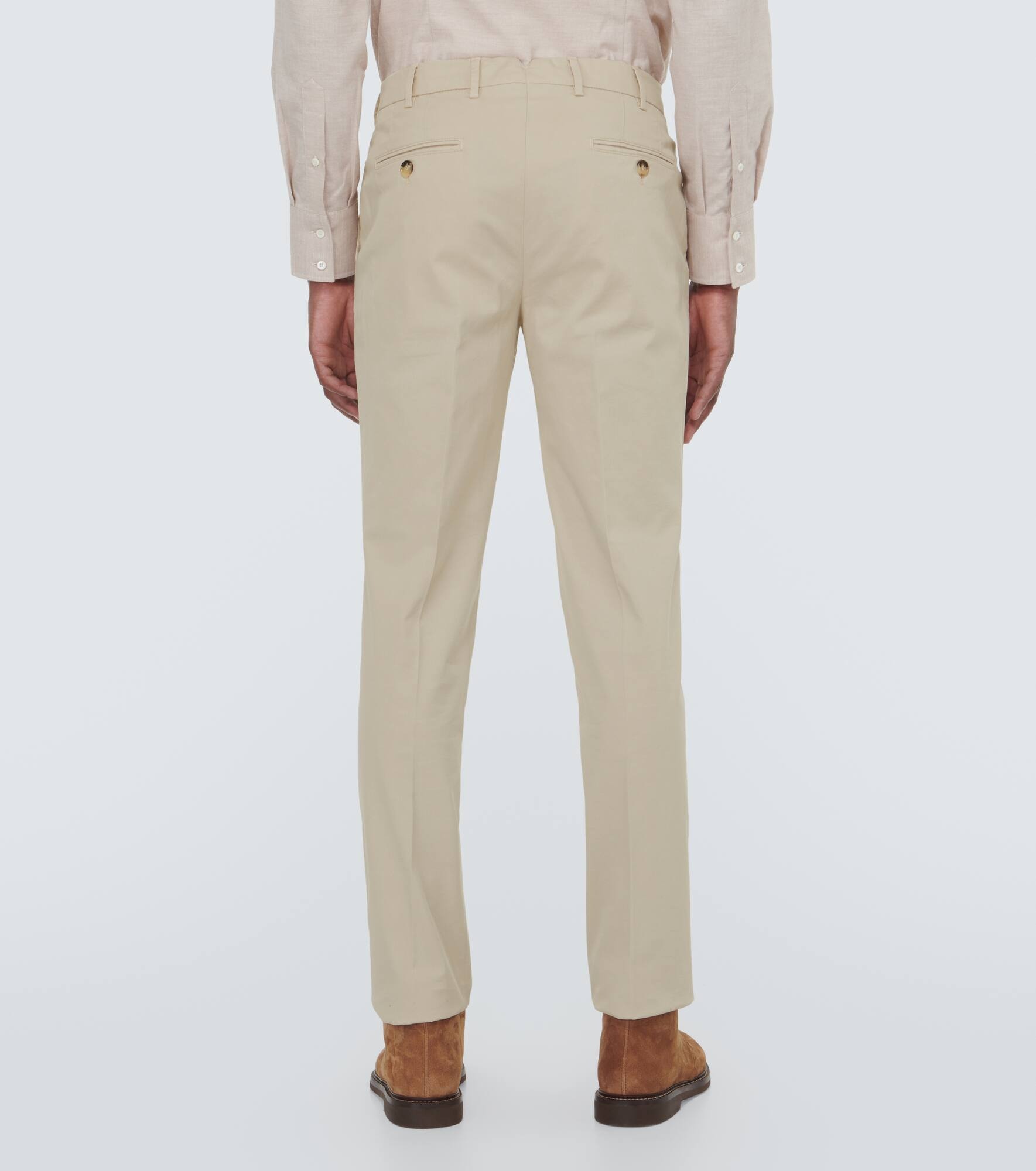 Mid-rise cotton-blend slim pants - 4