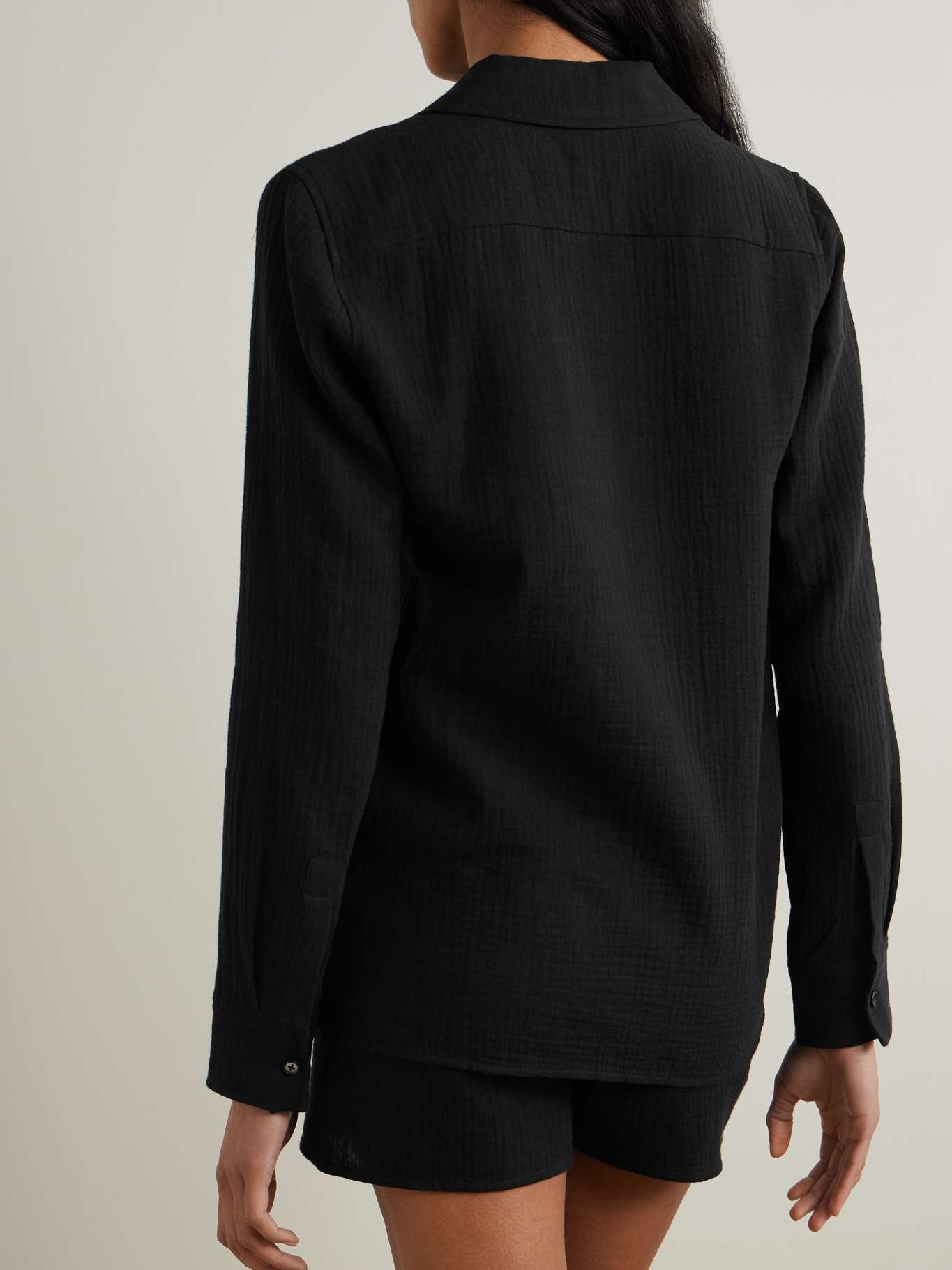 Constance embellished cotton-gauze shirt Black - 3