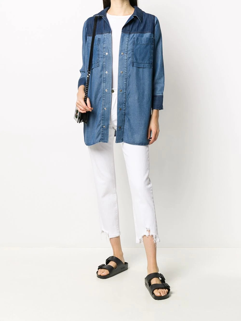 two-tone denim shirt - 2