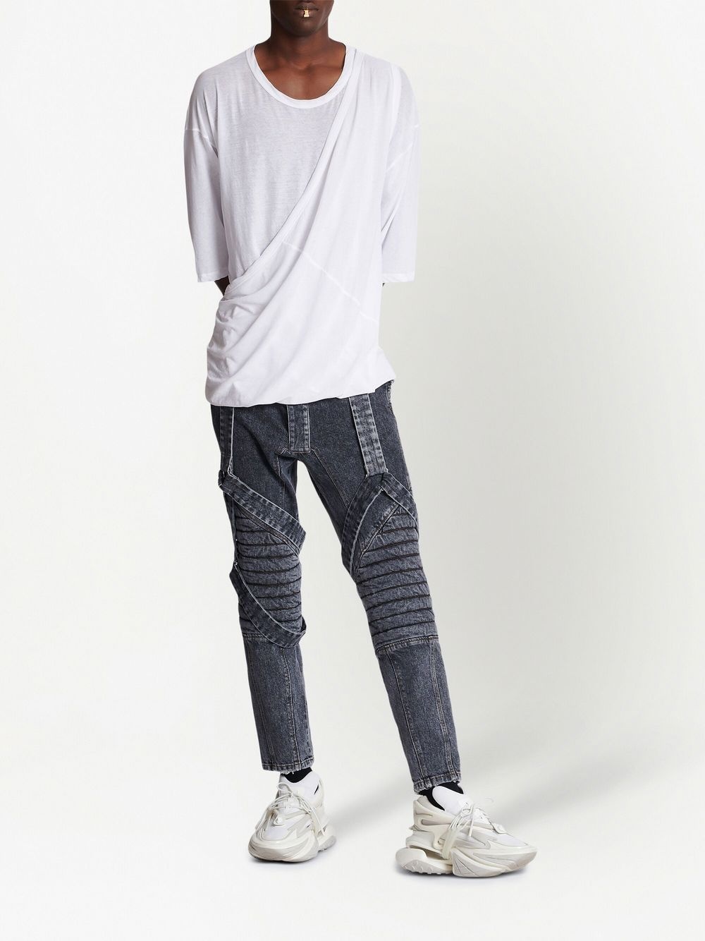 gathered-panel detail T-shirt - 2
