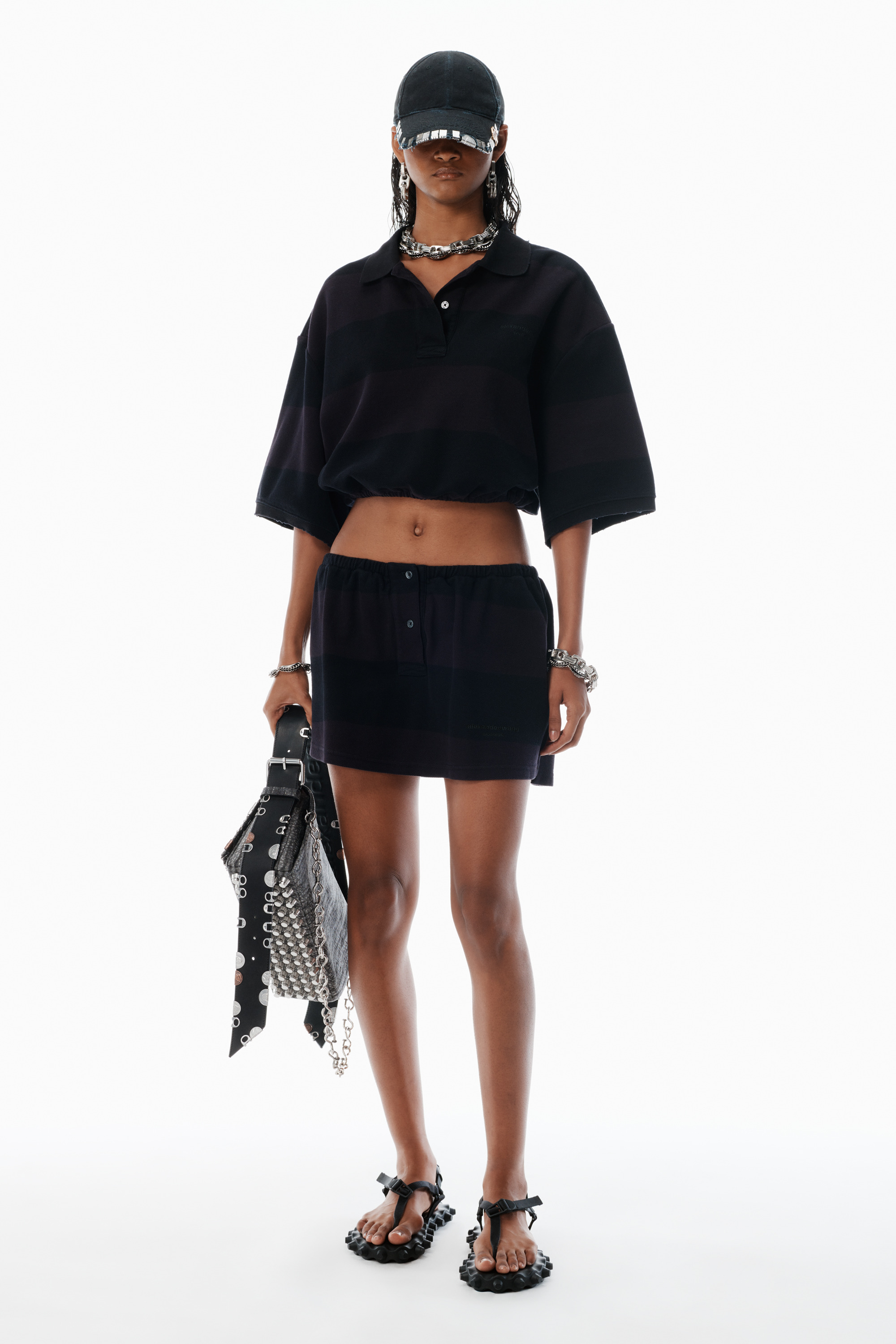black striped deconstructed miniskirt - 2