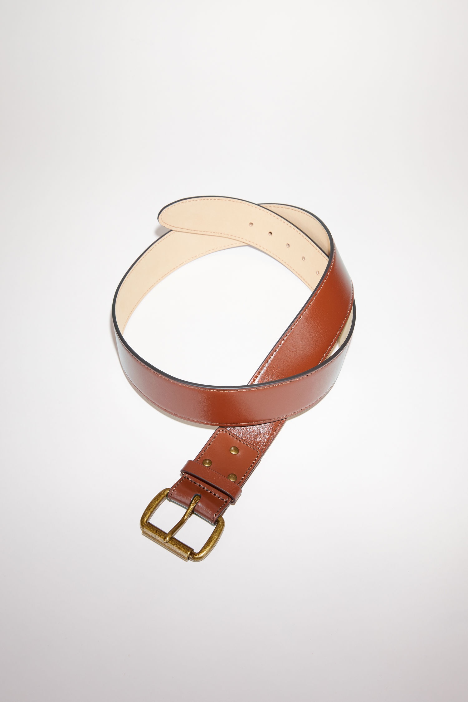 Wide leather belt - Brown - 1