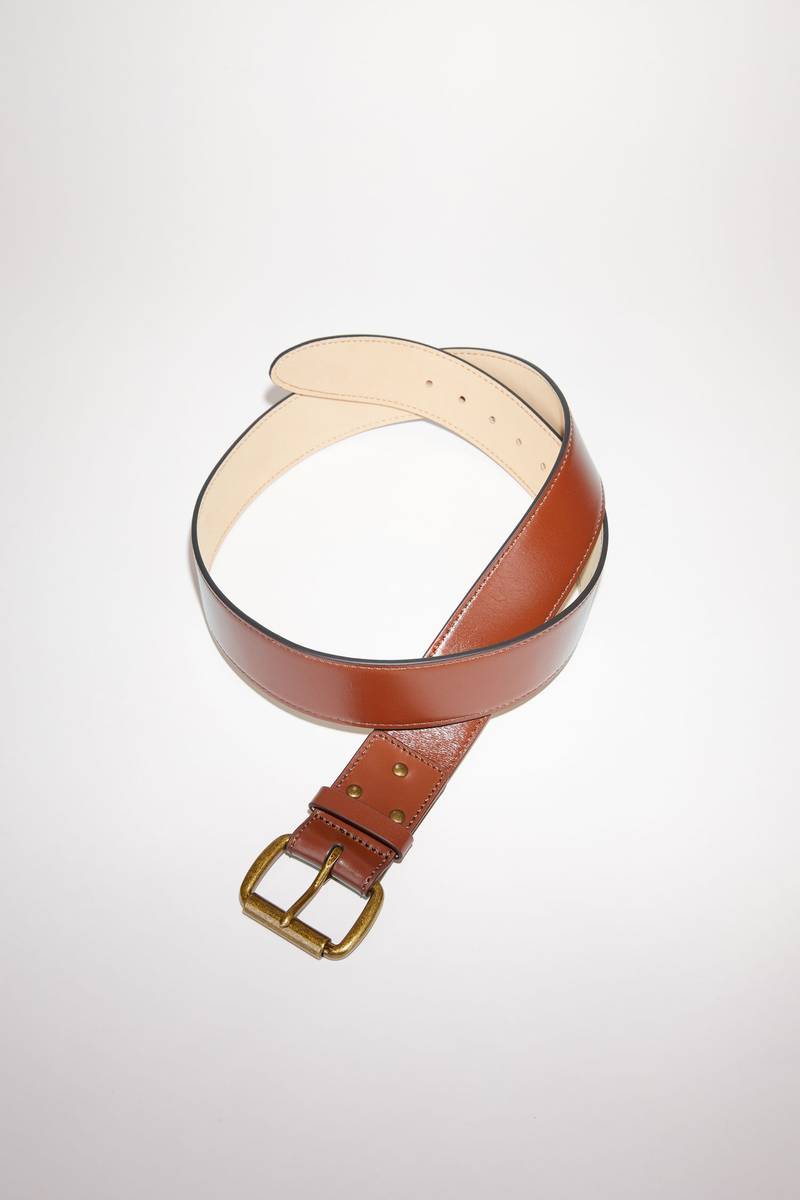 Wide leather belt - Brown 1