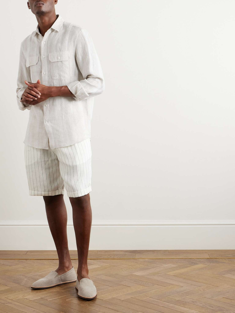 Brunello Cucinelli Embroidered Striped Linen Shirt outlook