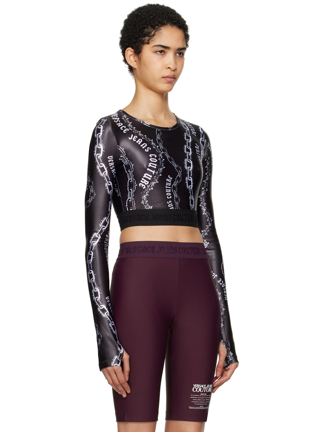 Black Chain Couture Crop T-shirt - 2
