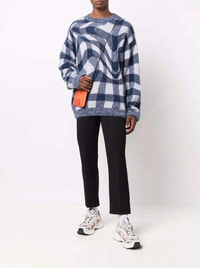 032c check knitted crew-neck jumper outlook