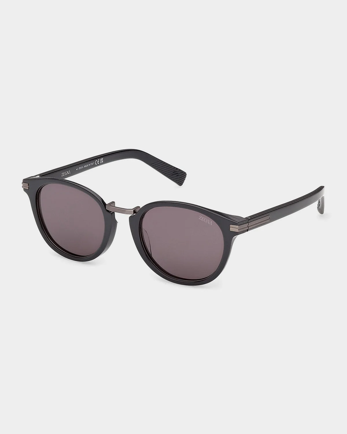 51mm Acetate & Titanium Round Sunglasses - 1
