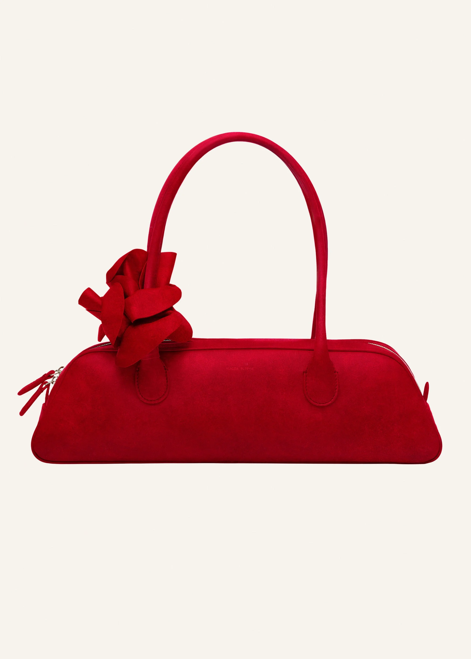 Brigitte trapeze bag in red suede and silver - 1