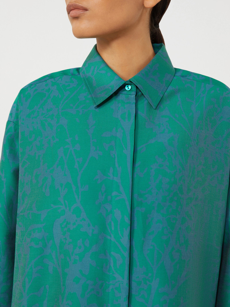BIRD Printed cotton and silk shirt dress - GREEN 5
