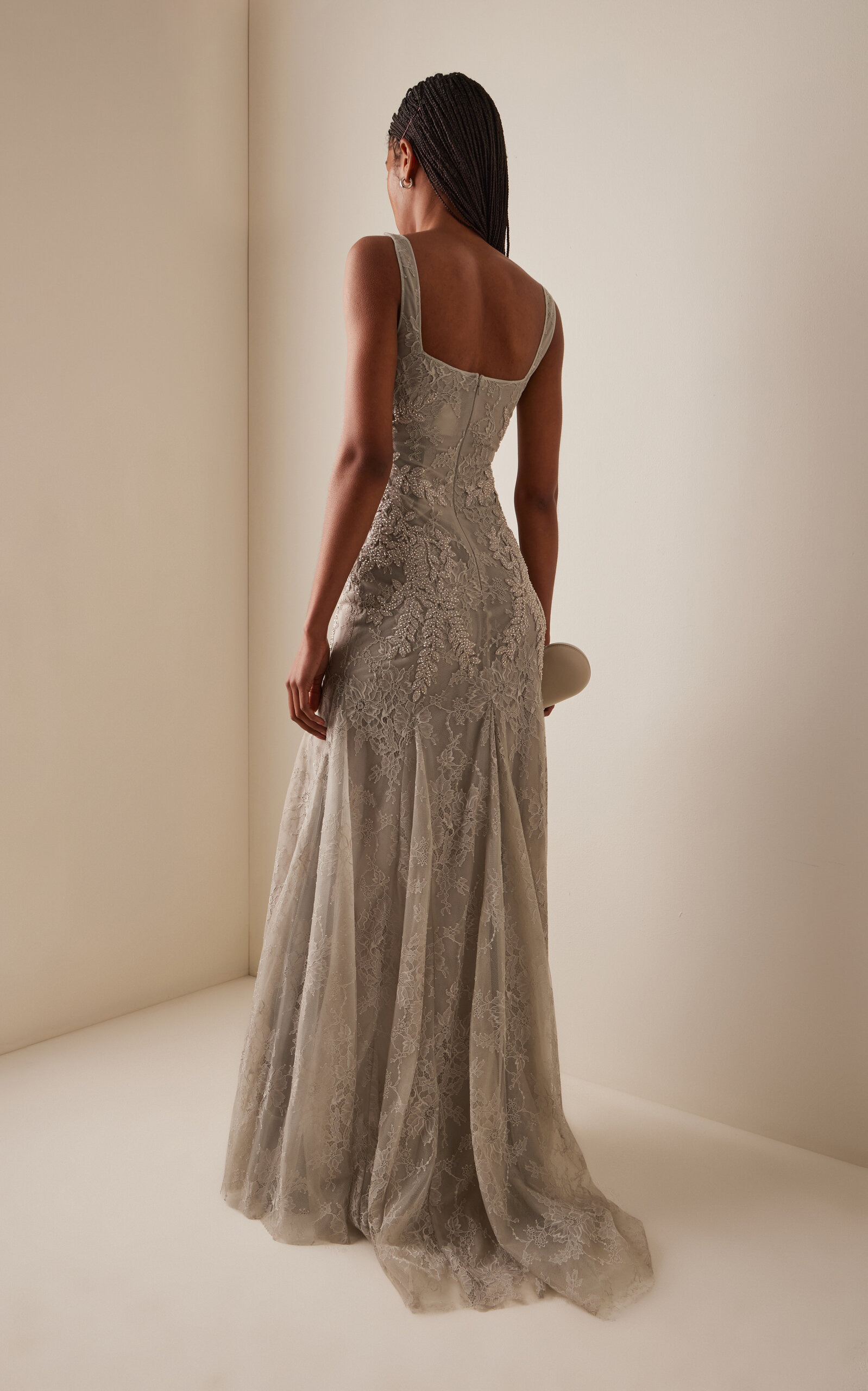Elysia Beaded Lace Gown grey - 4