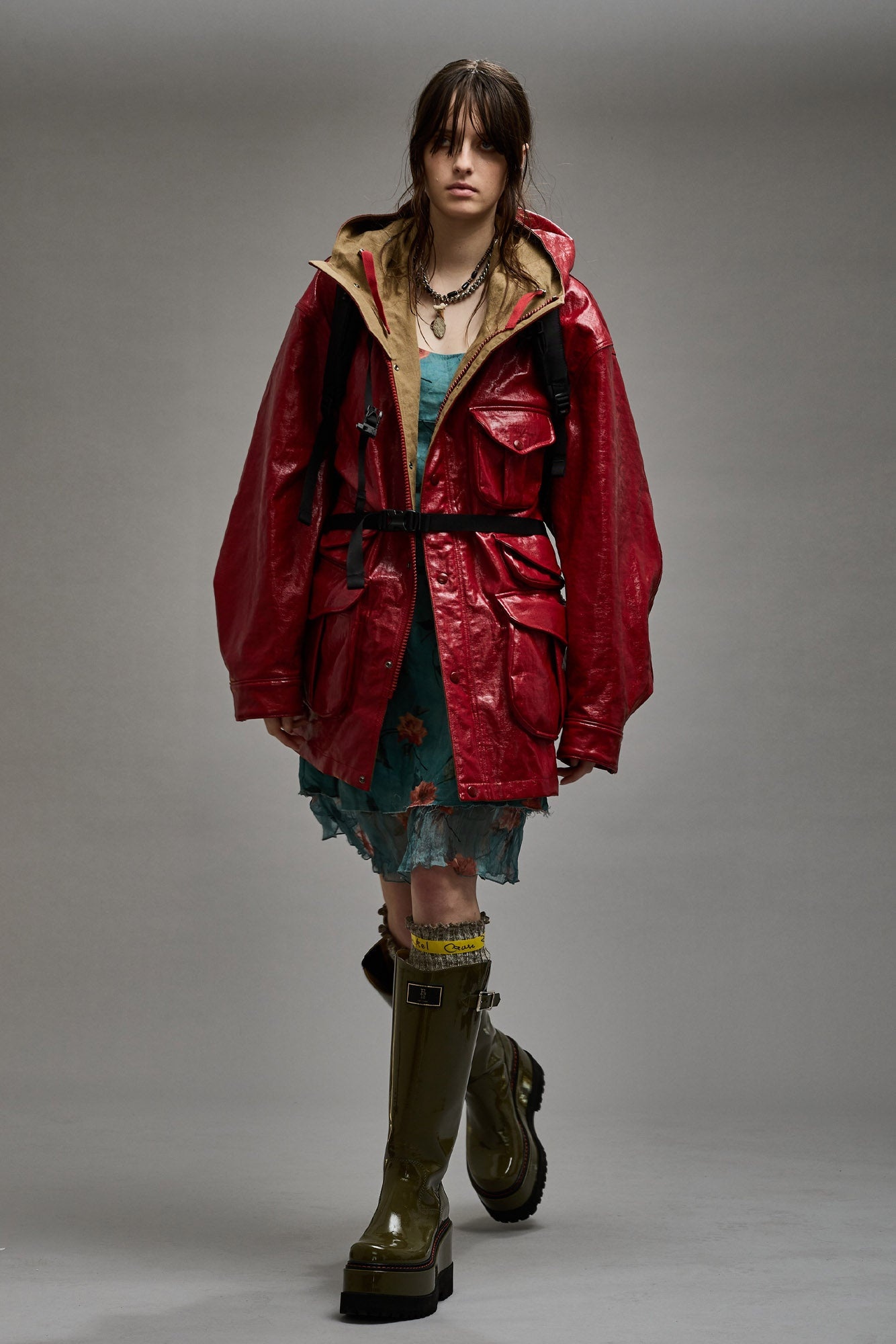 MULTIPOCKET PARKA - RED COAT - 3