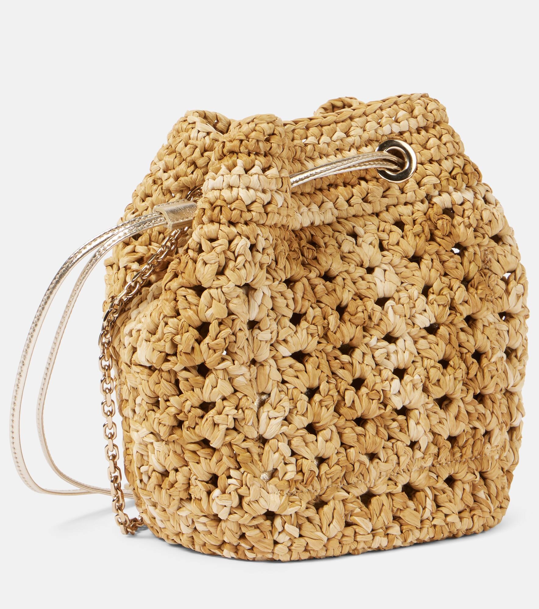 Tres Vivier raffia-effect bucket bag - 4