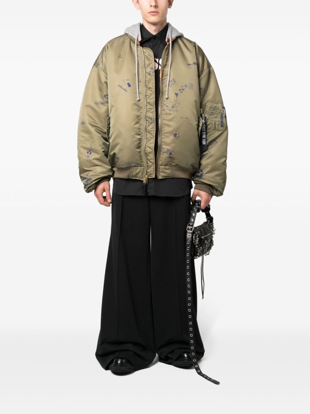 doodle-print bomber jacket - 3