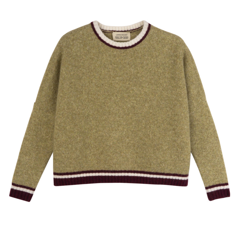 Round collar jumper Pistachio/Burgundy - OTHER 1