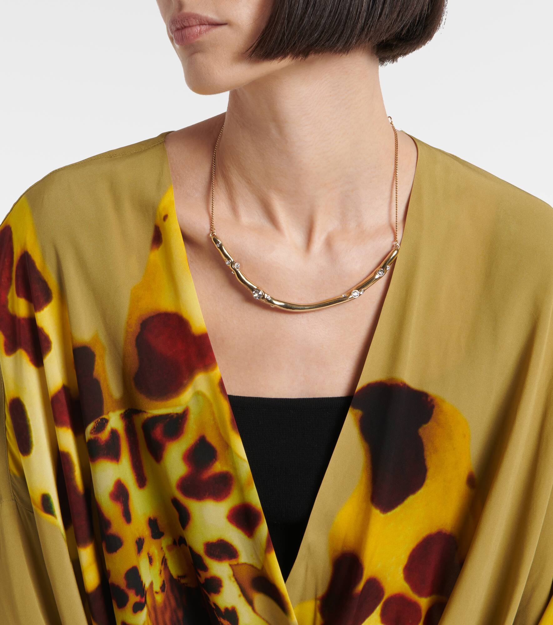 Printed draped satin blouse - 4