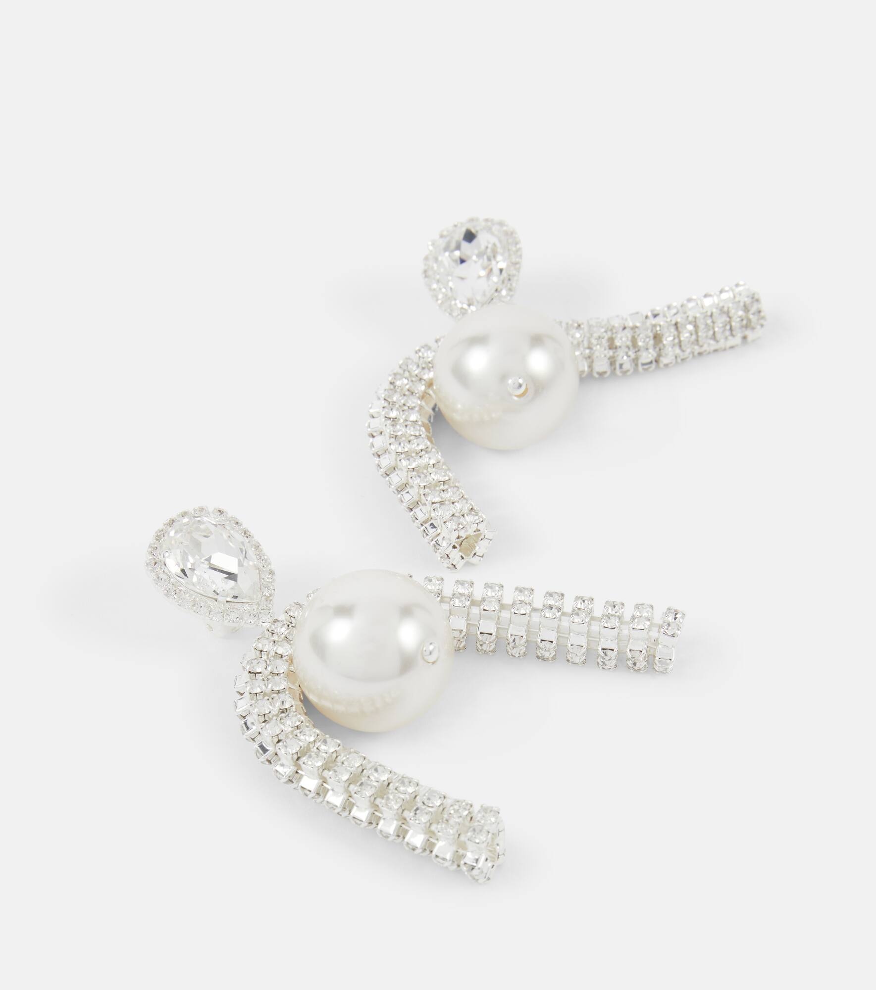 Pearl and crystal-embellished earrings - 4