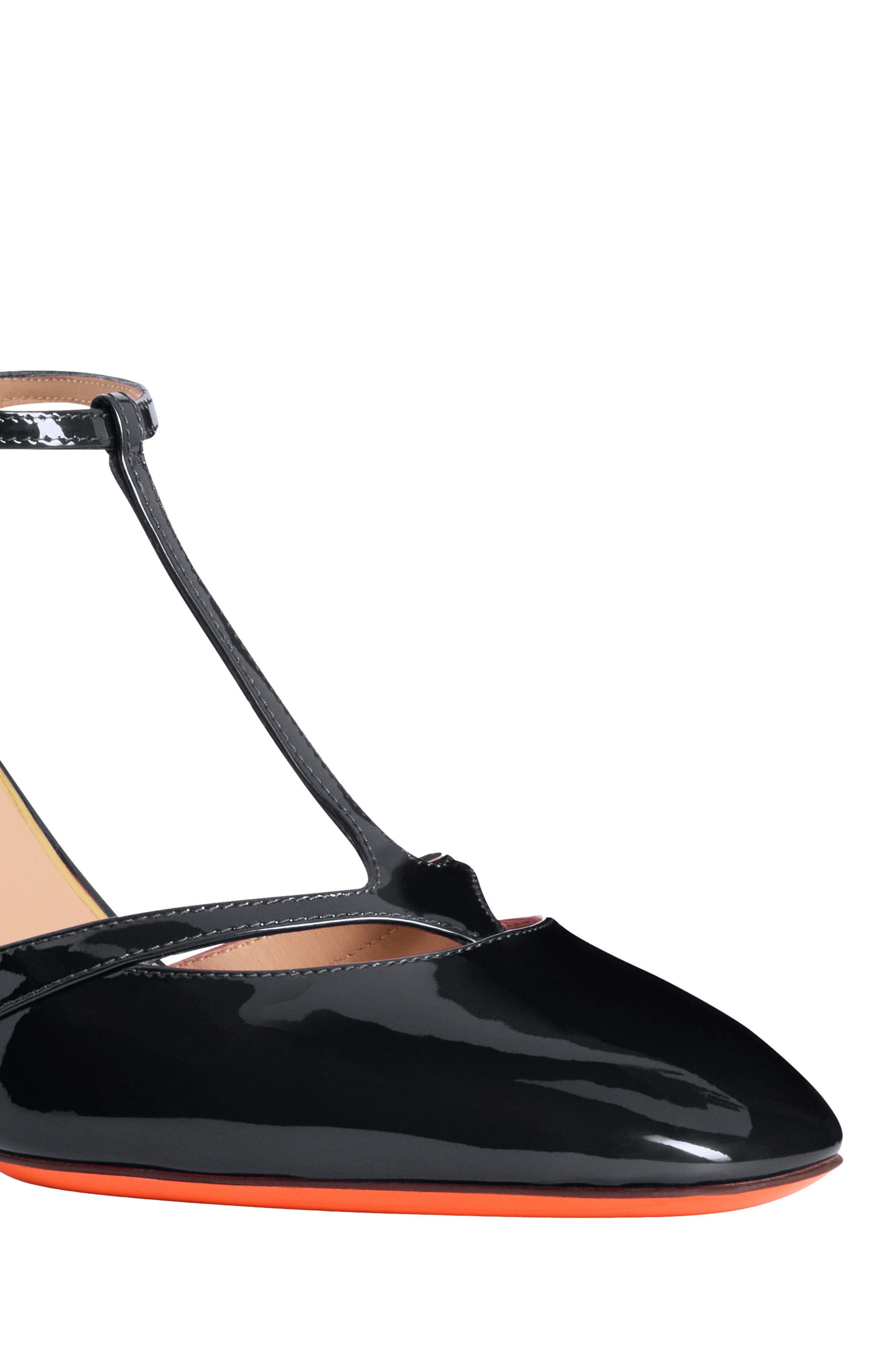 Santoni Women's  patent leather high-heel T-bar pump in Black at Nordstrom - 5