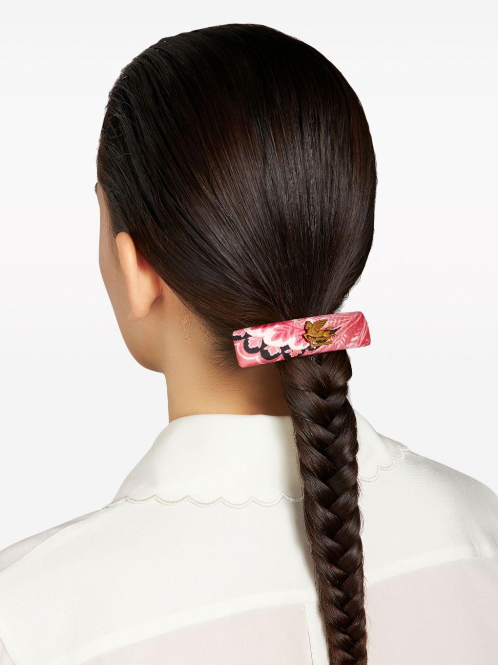floral-print silk hair clip - 4